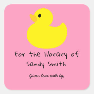 Gelbe Ente - für die Bibliothek Quadratischer Aufkleber