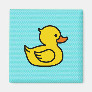 Gelbe Ente mit blauem Hintergrund Square Magnet