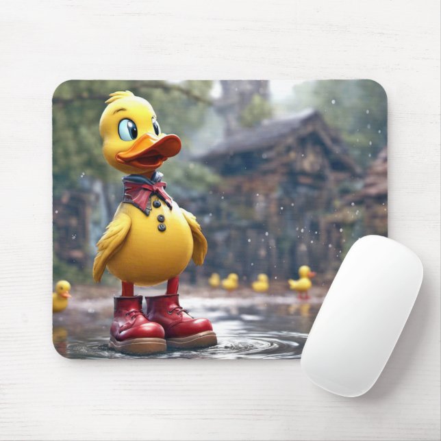 Gelbe Ente mit roten Regenstiefeln Mousepad (Mit Mouse)