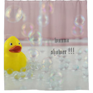 Gelbe Ente mit Schaumvorhang Duschvorhang