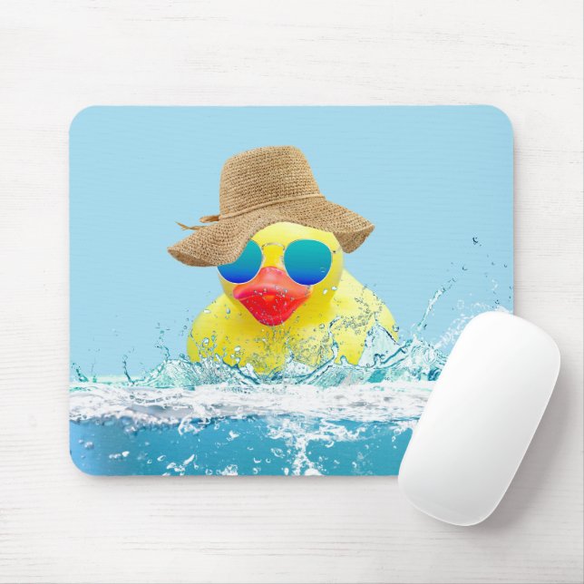 Gelbe Ente mit Sonnenbrille im Wasser Mousepad (Mit Mouse)