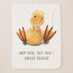 Gelbe Ente Playful Sherpa Blanket Lächeln Cartoon Sherpadecke