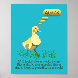 Gelbe Ente Sprichwort Quack Illustration Poster