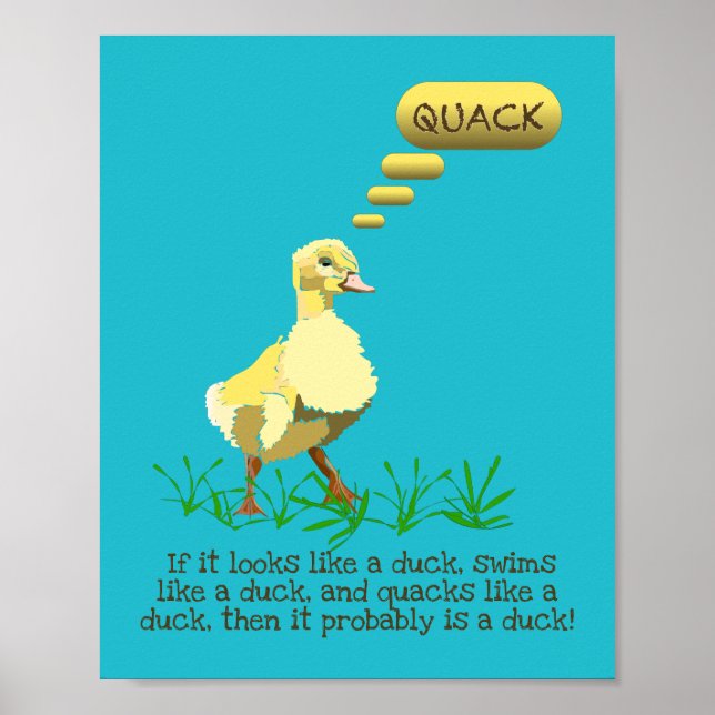 Gelbe Ente Sprichwort Quack Illustration Poster (Vorne)