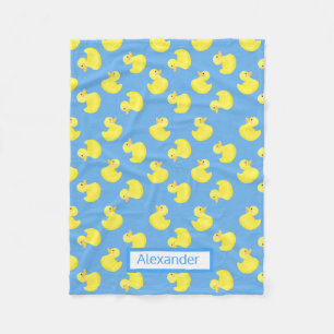 Gelbe Enten auf einem blauen Hintergrund Persönlic Fleecedecke
