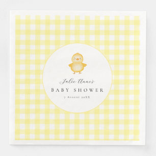 Gelbe Enten-Gingham-Baby-Shower-Papier-Servietten Serviette