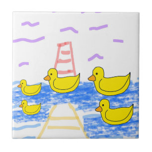 Gelbe Enten - Leuchtturm und Pier Keramik Tile Fliese