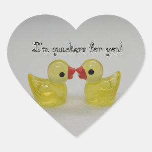 Gelbe Entenliebe Herz-Aufkleber