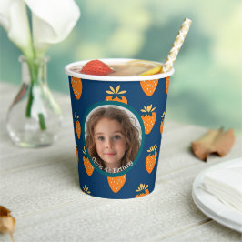 Gelbe Erdbeere Blau Benutzerdefiniertes Foto und N Pappbecher