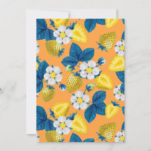 Gelbe Erdbeeren auf Orange (Vorderseite)