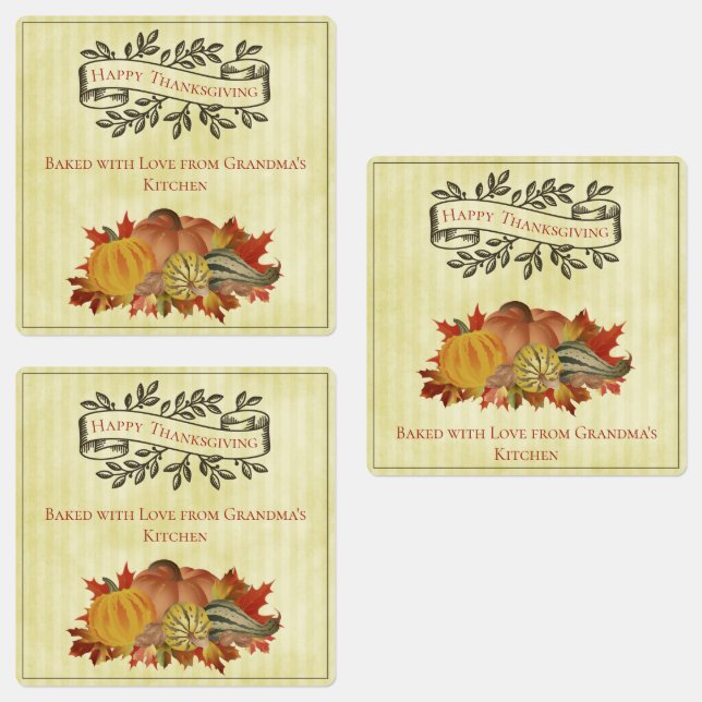 Gelbe Erntedank Pumpkins und Squash Etiketten (Gruppe)