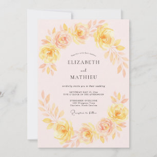 Gelbe Errötung Florale Umarmung Hochzeit Einladung
