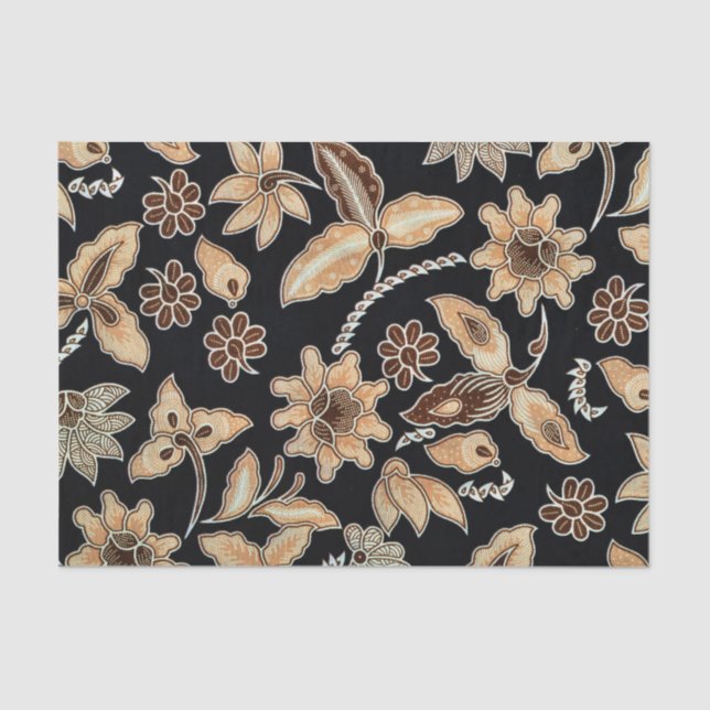 Gelbe Exotic Floral Stickerei Decoupage Seidenpapier (Vorderseite)