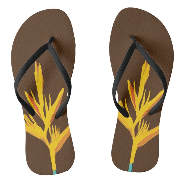 Gelbe Exotische Blume Flip Flops (Fußbett)