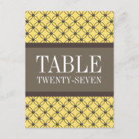 Gelbe Extravagante Gitter Tischnummer Postkarte