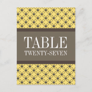 Gelbe Extravagante Gitter Tischnummer Postkarte