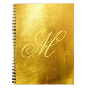 Gelbe Extravagante Monogram Shiny Imitate Goldfoli Notizblock