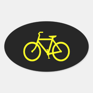 Gelbe Fahrrad Ovaler Aufkleber