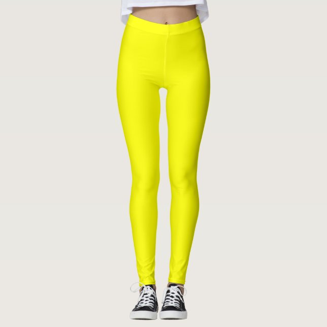 Gelbe Farbe Einfarbig Leggings (Vorderseite)