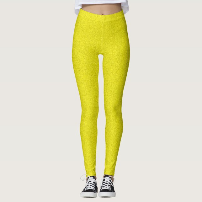 Gelbe Farbe, texturierte Leggings (Vorderseite)
