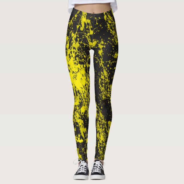 Gelbe Farben-Bürsten-Spritzer-Leggings Leggings (Vorderseite)