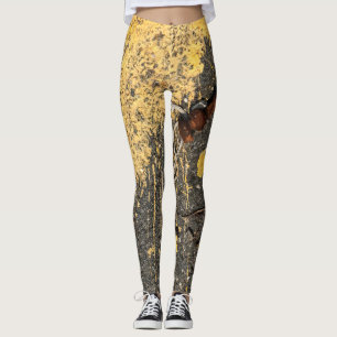 Gelbe Farben-und Eisen-Schrotte Leggings