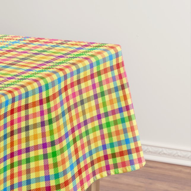 Gelbe farbenfrohe Gingham-Karo-Muster  Tischdecke (Beispiel)