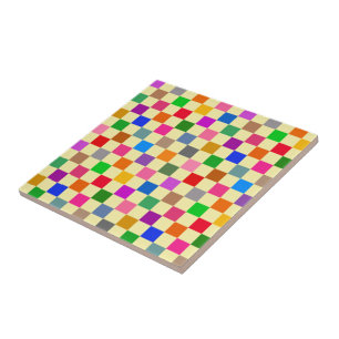 Gelbe farbenfrohe karierte Muster Fliese
