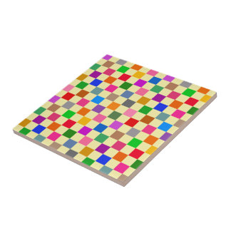 Gelbe farbenfrohe karierte Muster Fliese