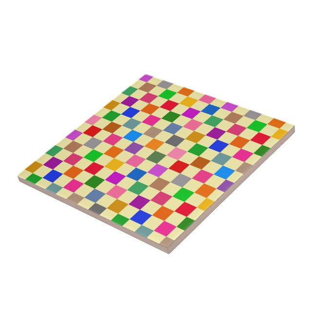 Gelbe farbenfrohe karierte Muster  Fliese (Seite)