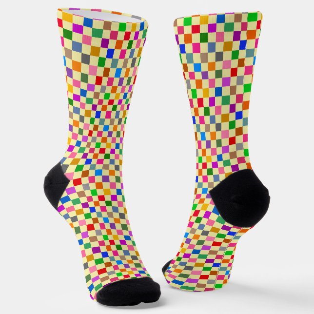 Gelbe farbenfrohe karierte Muster  Socken (Gewinkelt)