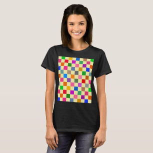 Gelbe farbenfrohe karierte Muster T-Shirt