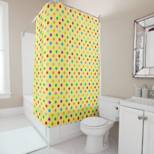 Gelbe farbenfrohe Regenbogen-Punkte-Design Duschvorhang