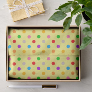 Gelbe farbenfrohe Regenbogen-Punkte-Design Seidenpapier