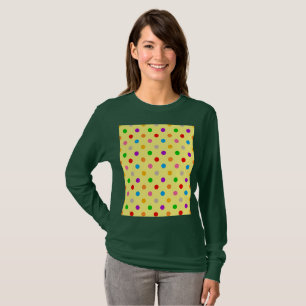 Gelbe farbenfrohe Regenbogen-Punkte-Design T-Shirt