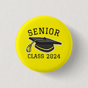 GELBE FARBENSENIOR-KLASSE 2024 ABSCHLUSS BUTTON