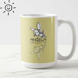 Gelbe Feen-Reflektions-Doodle mit individuellem Na Kaffeetasse