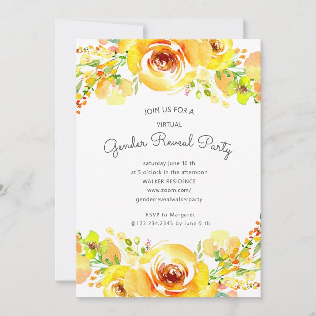 Gelbe Felder Blumengeschlecht offenbaren Party (Vorderseite)