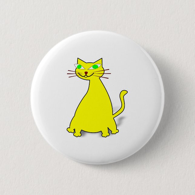 Gelbe Fett-Katze Button (Vorderseite)