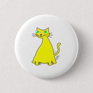 Gelbe Fett-Katze Button
