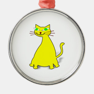 Gelbe Fett-Katze Silbernes Ornament