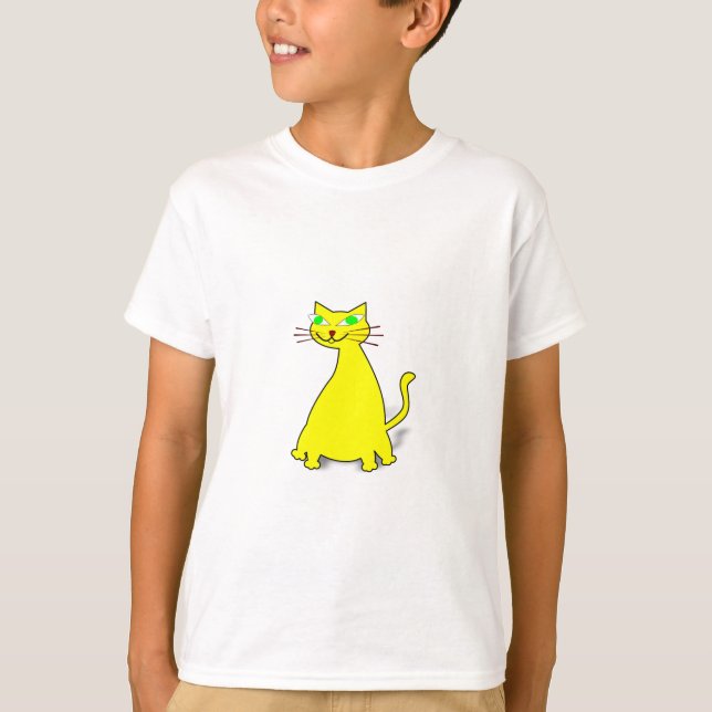 Gelbe Fett-Katze T-Shirt (Vorderseite)