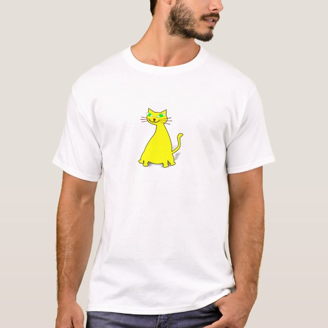Gelbe Fett-Katze T-Shirt (Vorderseite)
