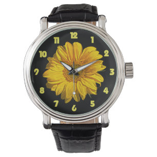 Gelbe Fettzahl Armbanduhr