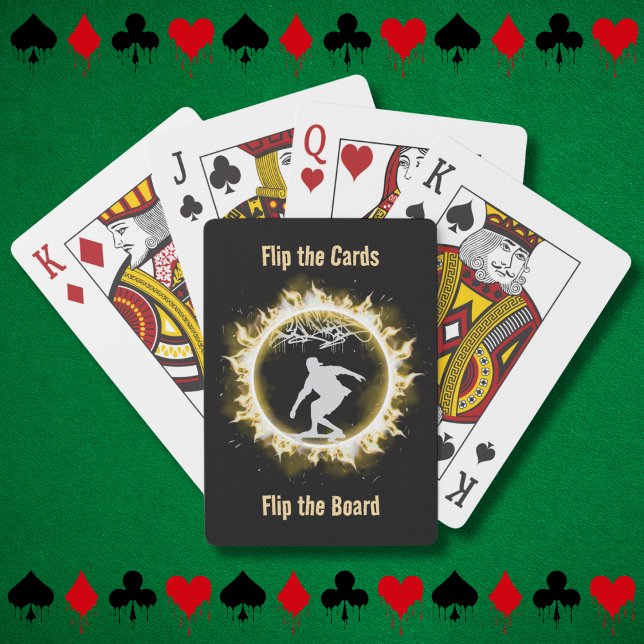 Gelbe Feuerwehr Skate Wilder Poker Spielkarten (Yellow Fire Skate Wild Poker Playing Cards)