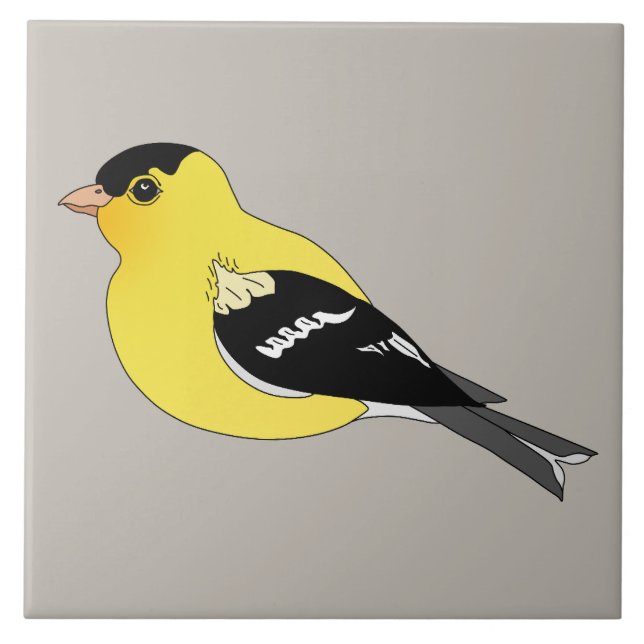 Gelbe Finch Grafische American Bird Keramik Tile Fliese (Vorderseite)