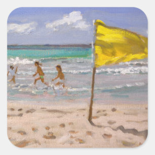 Gelbe Flagge Barbados 2010 Quadratischer Aufkleber