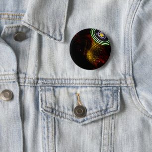 Gelbe Flammenschale, 6 cm Abzeichen rund Button