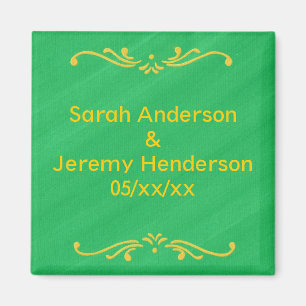 Gelbe Fleur De Lis Border Green Save date Magnete