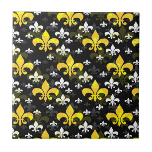 Gelbe Fleur De Lis Oberflächenmusterdesign Fliese